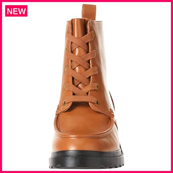 Women's Moc Toe Combat Boots with Memory Foam Insole Chunky Platform - Picture 3 of 8